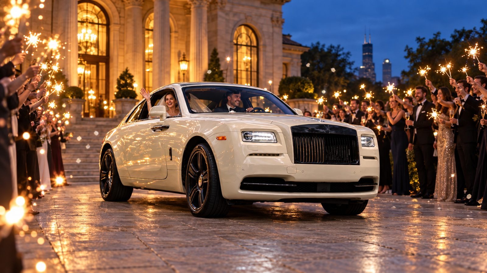 Prom with a car from Chicago Supercar Rentals