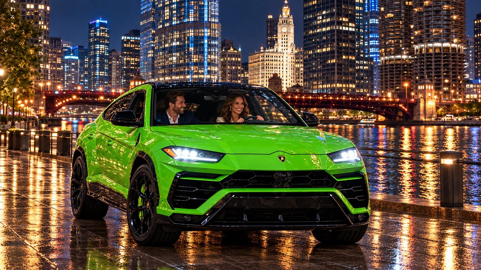 Quinceañeras with a car from Chicago Supercar Rentals